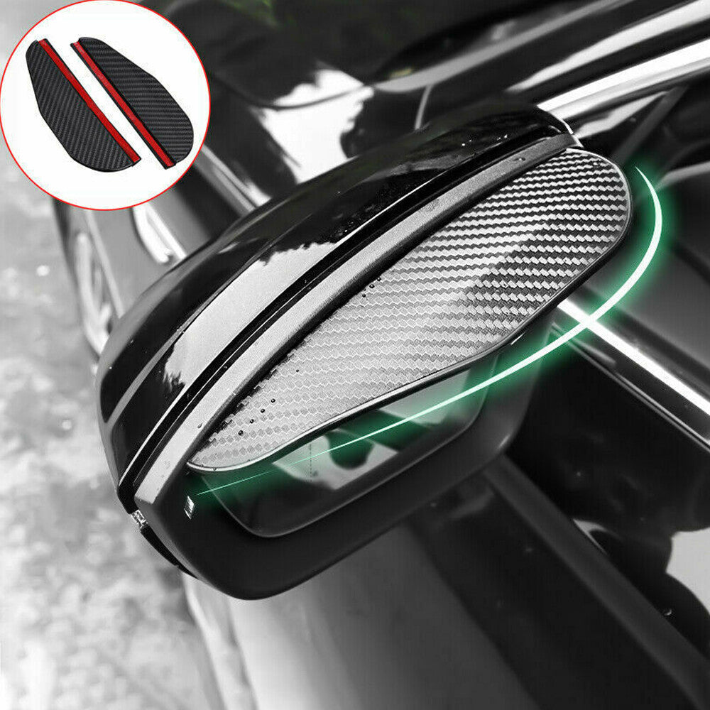 2Pcs Carbon Fiber Rear View Mirror Rain Eyebrow Visor Guard Exterior Accessories