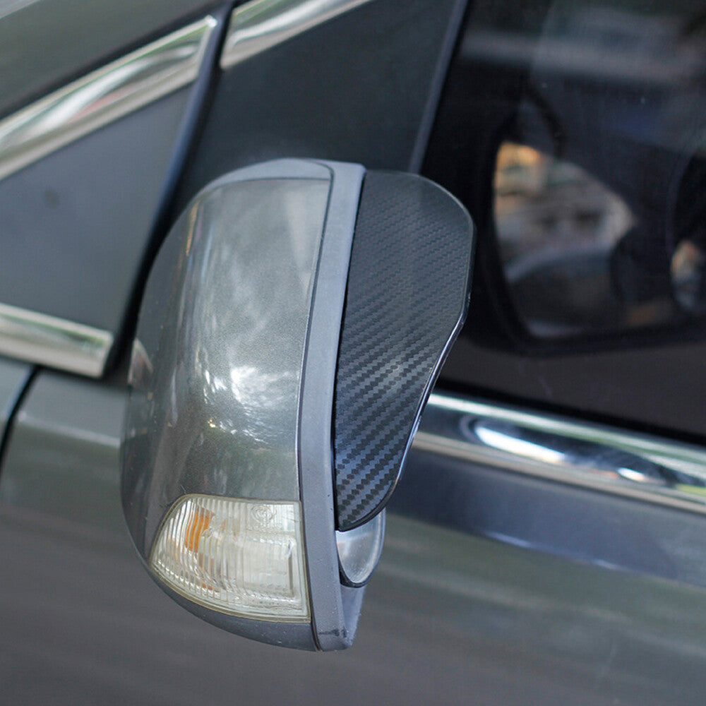 2Pcs Carbon Fiber Rear View Mirror Rain Eyebrow Visor Guard Exterior Accessories