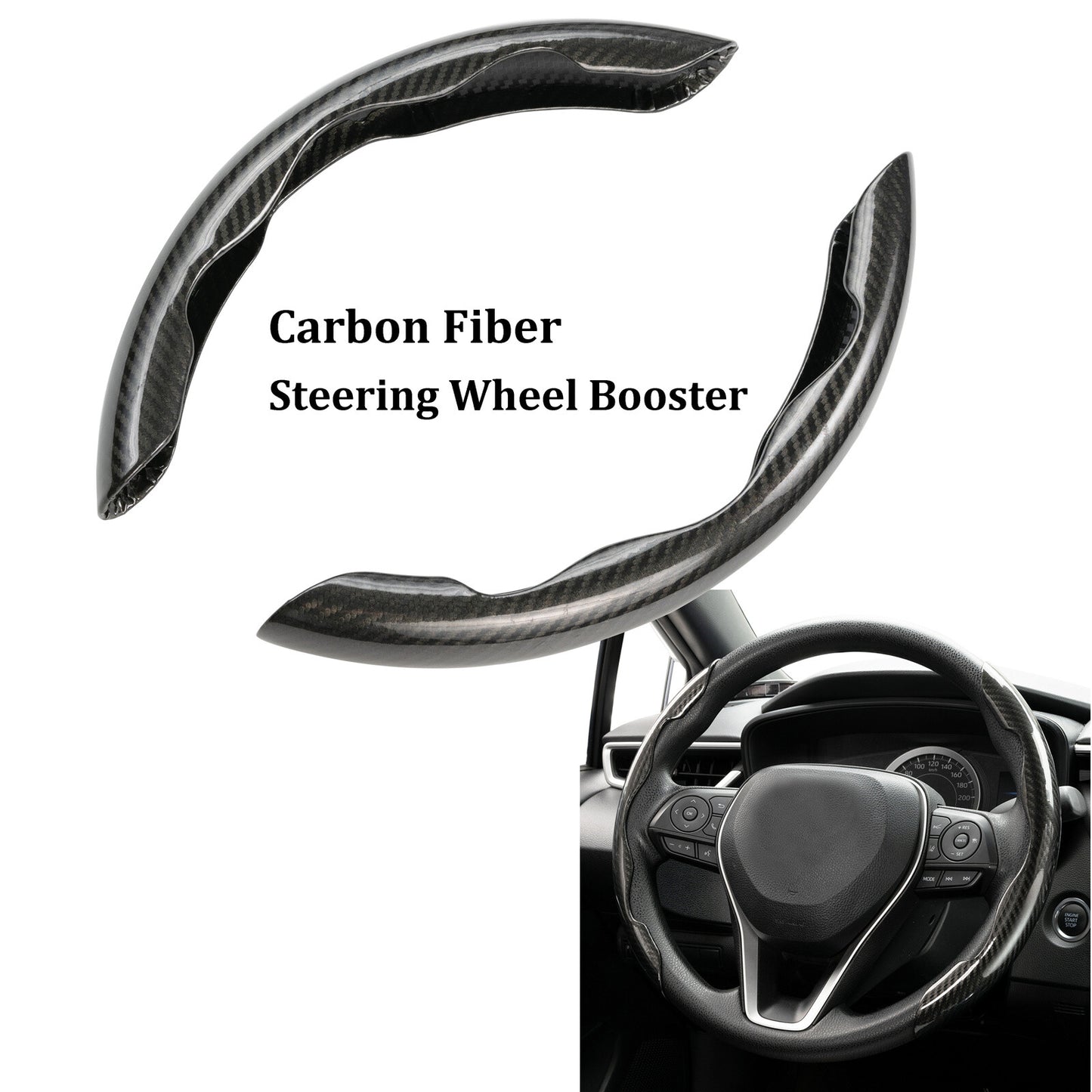15'' Car Steering Wheel Booster Carbon Fiber Black Non-Slip Cover Accessories