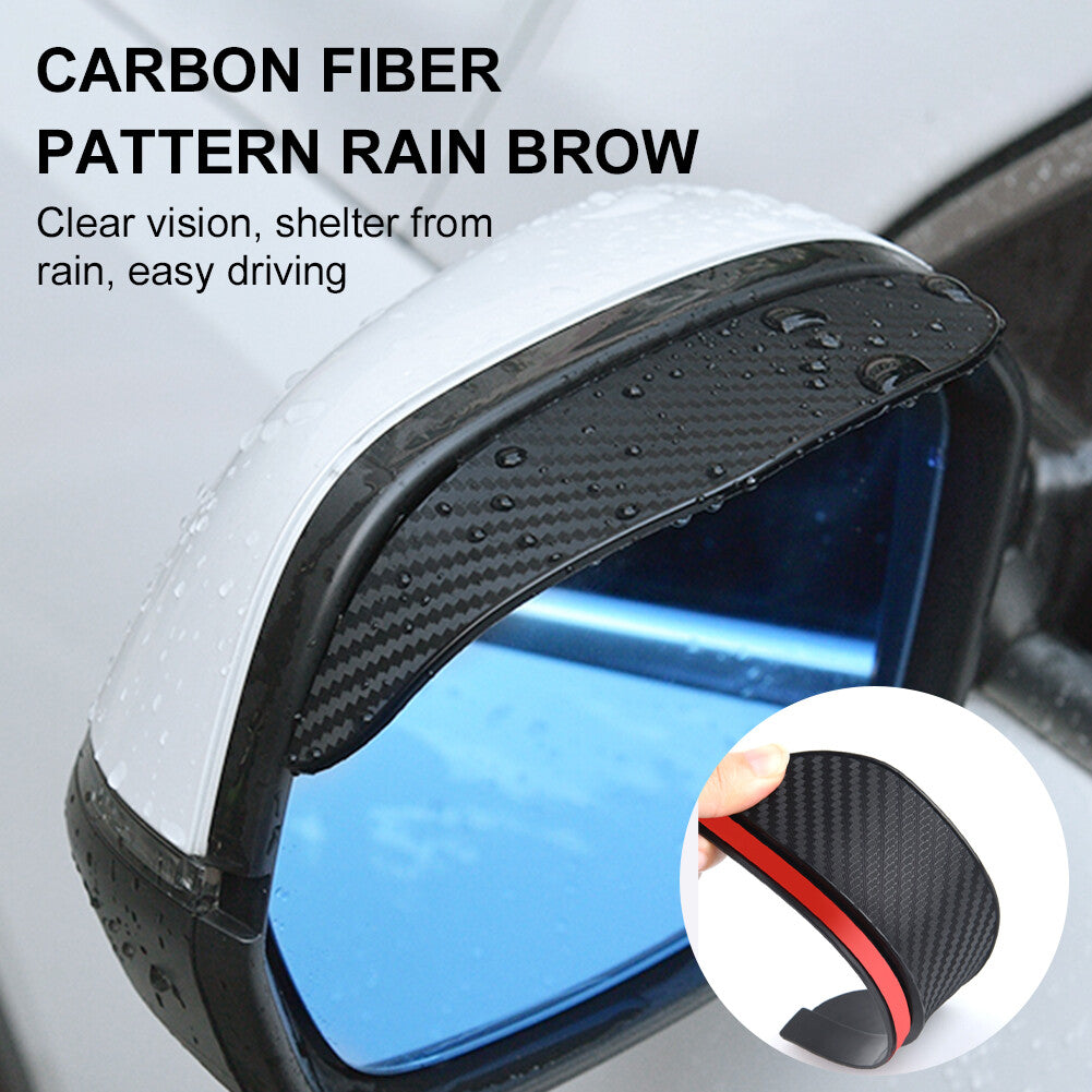2Pcs Carbon Fiber Rear View Mirror Rain Eyebrow Visor Guard Exterior Accessories