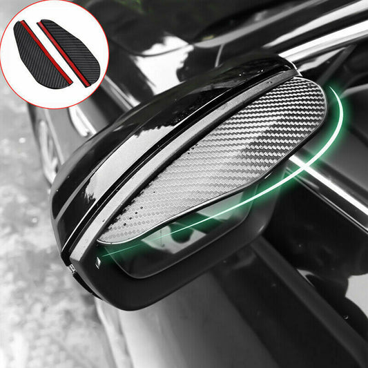 2Pcs Carbon Fiber Rear View Mirror Rain Eyebrow Visor Guard Exterior Accessories