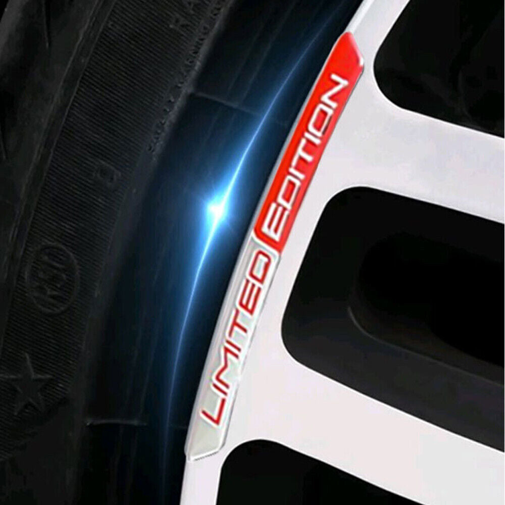 4Pcs Red Limited Edition Logo Car Wheel Hub Stickers Emblem Badge Accessories