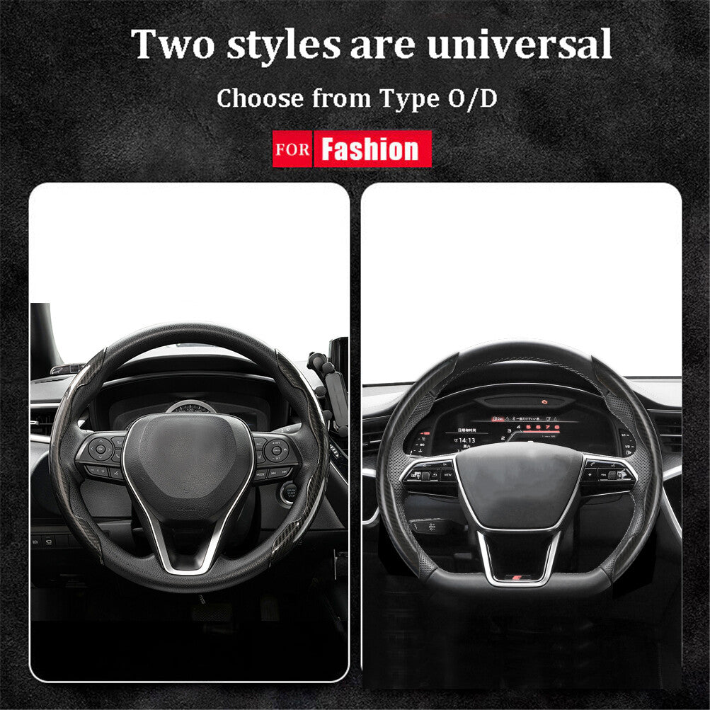 15'' Car Steering Wheel Booster Carbon Fiber Black Non-Slip Cover Accessories