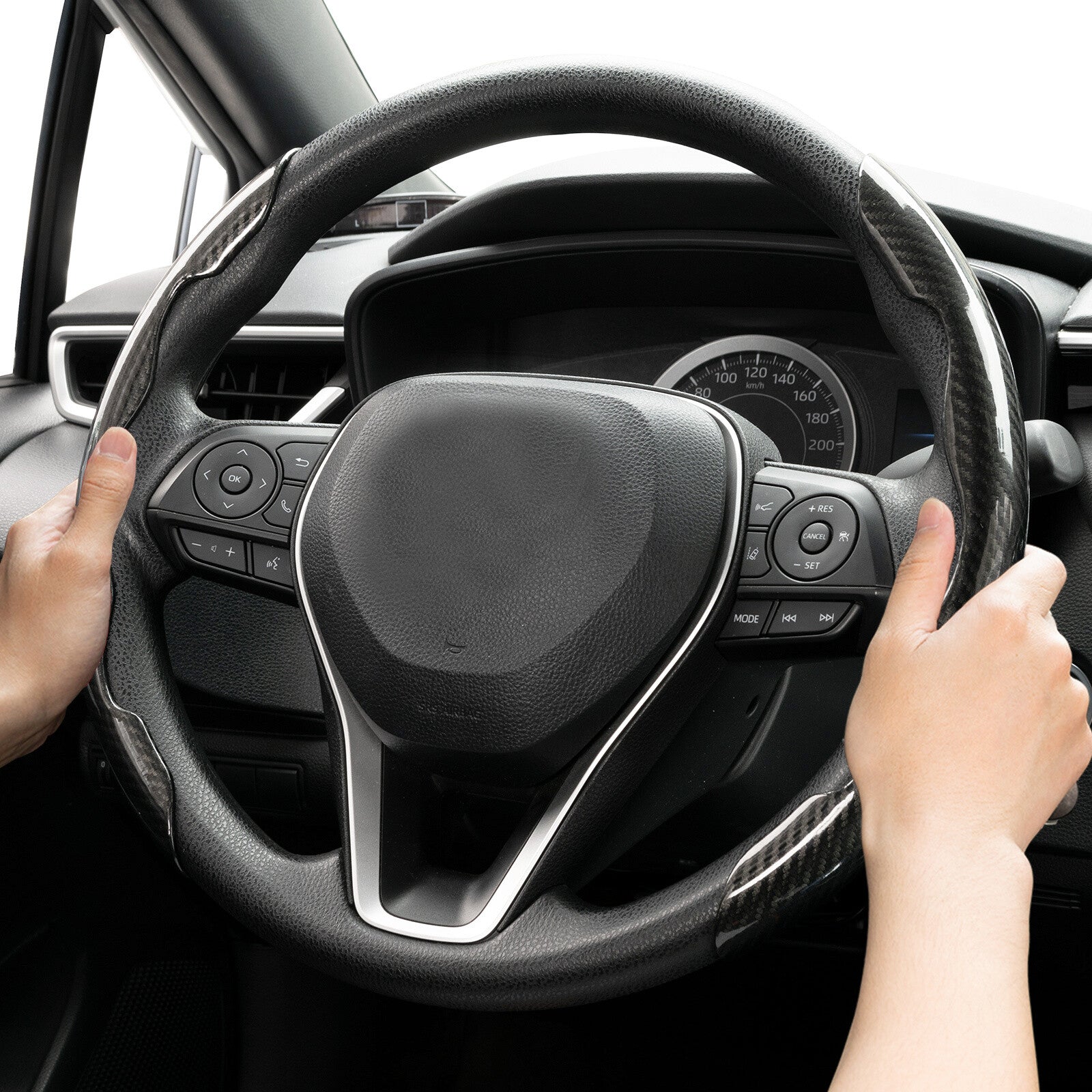 15'' Car Steering Wheel Booster Carbon Fiber Black Non-Slip Cover Accessories