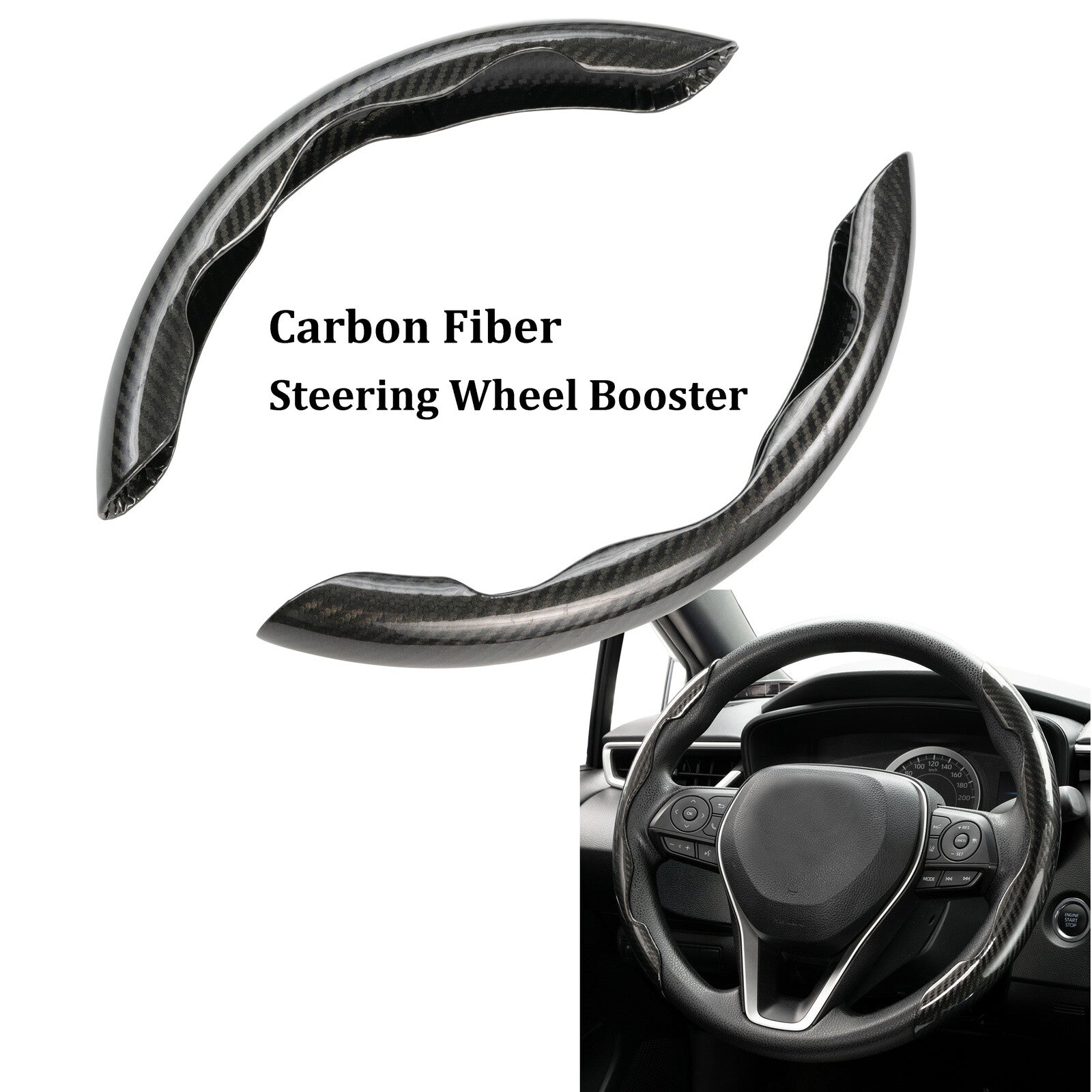 15'' Car Steering Wheel Booster Carbon Fiber Black Non-Slip Cover Accessories