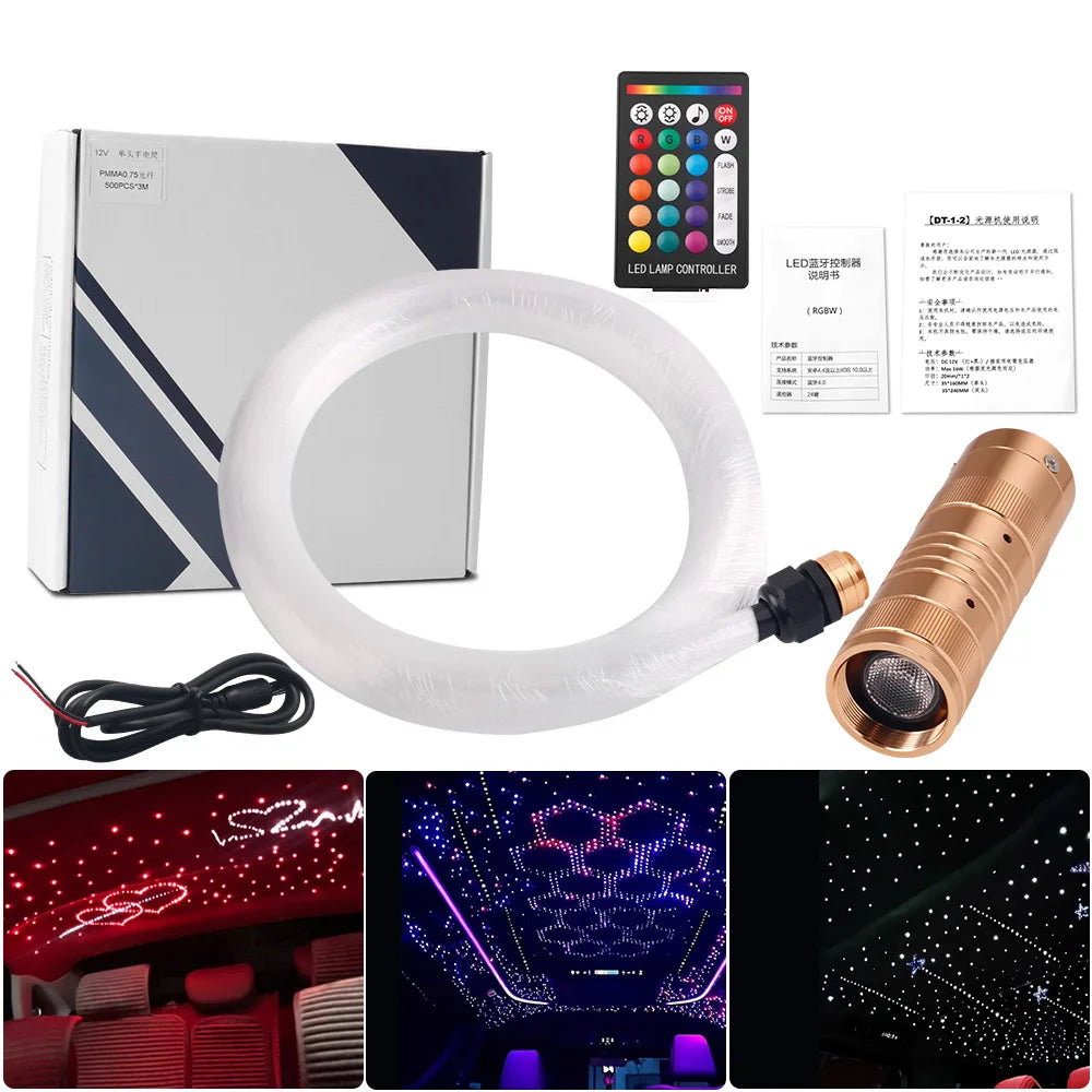 Newest 16W Twinkle RGBW Starry Sky Light Car Ceiling Star LED Ambient Lighting Roof Fiber Optic Atmosphere Kit App Music Control