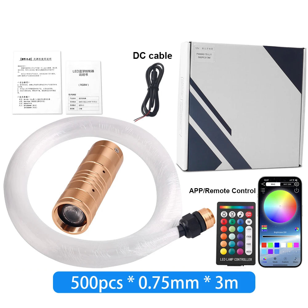 Newest 16W Twinkle RGBW Starry Sky Light Car Ceiling Star LED Ambient Lighting Roof Fiber Optic Atmosphere Kit App Music Control