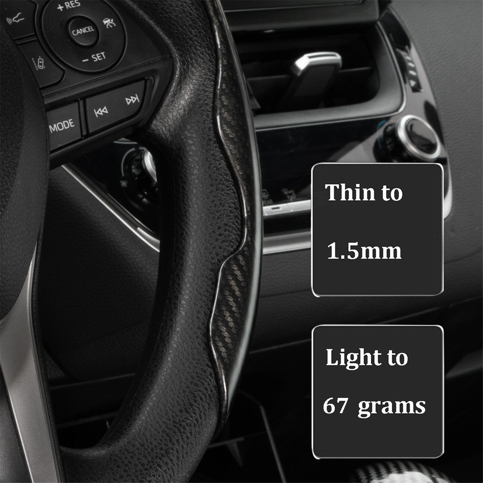 15'' Car Steering Wheel Booster Carbon Fiber Black Non-Slip Cover Accessories