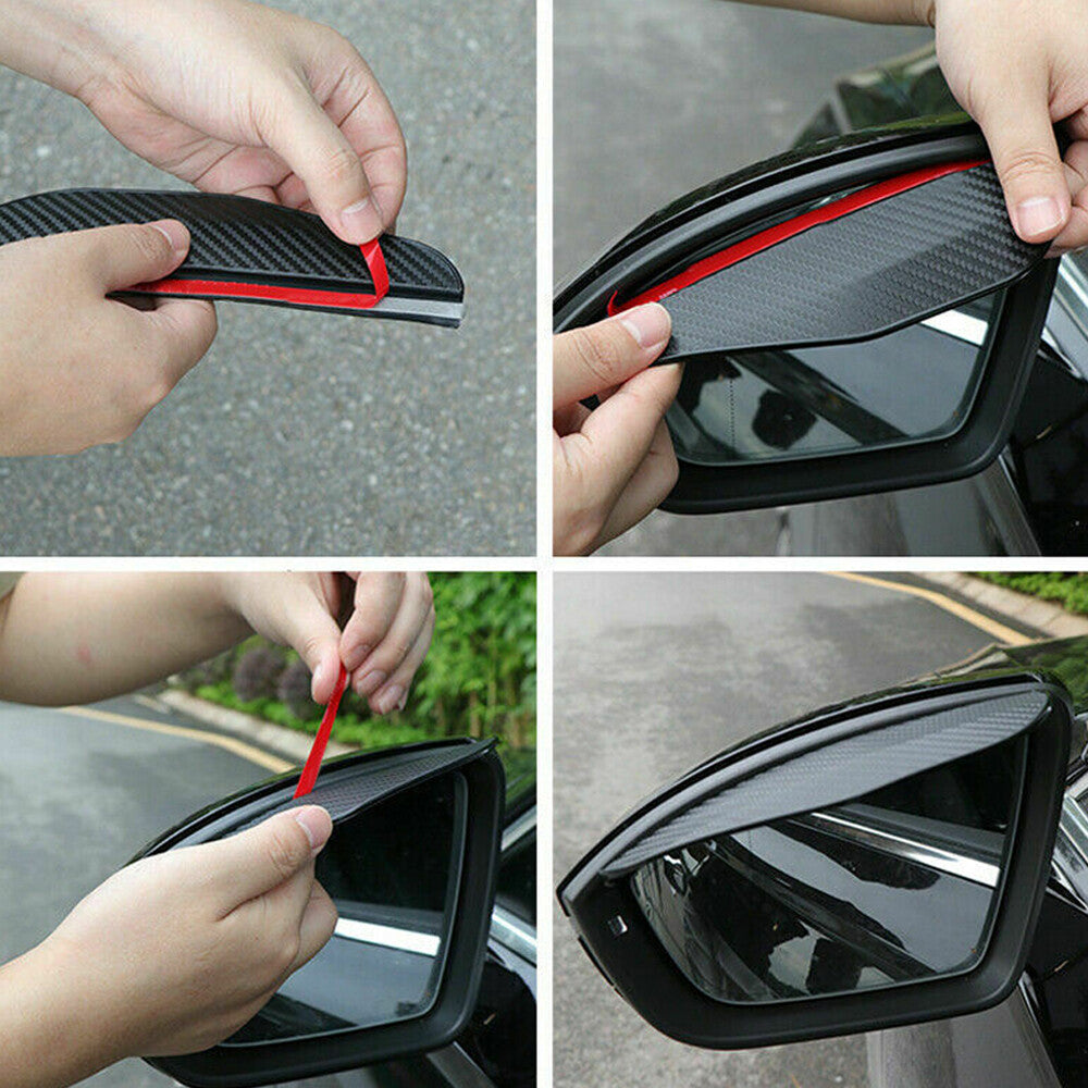 2Pcs Carbon Fiber Rear View Mirror Rain Eyebrow Visor Guard Exterior Accessories