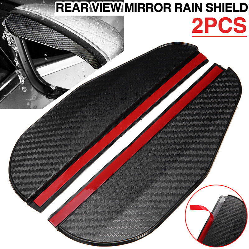 2Pcs Carbon Fiber Rear View Mirror Rain Eyebrow Visor Guard Exterior Accessories