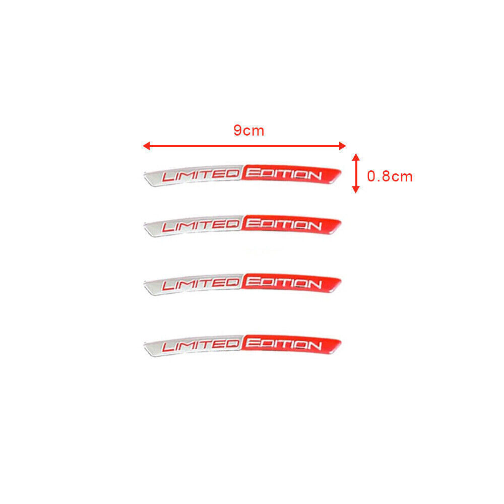 4Pcs Red Limited Edition Logo Car Wheel Hub Stickers Emblem Badge Accessories