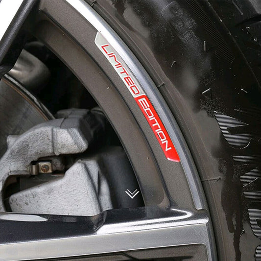 4Pcs Red Limited Edition Logo Car Wheel Hub Stickers Emblem Badge Accessories