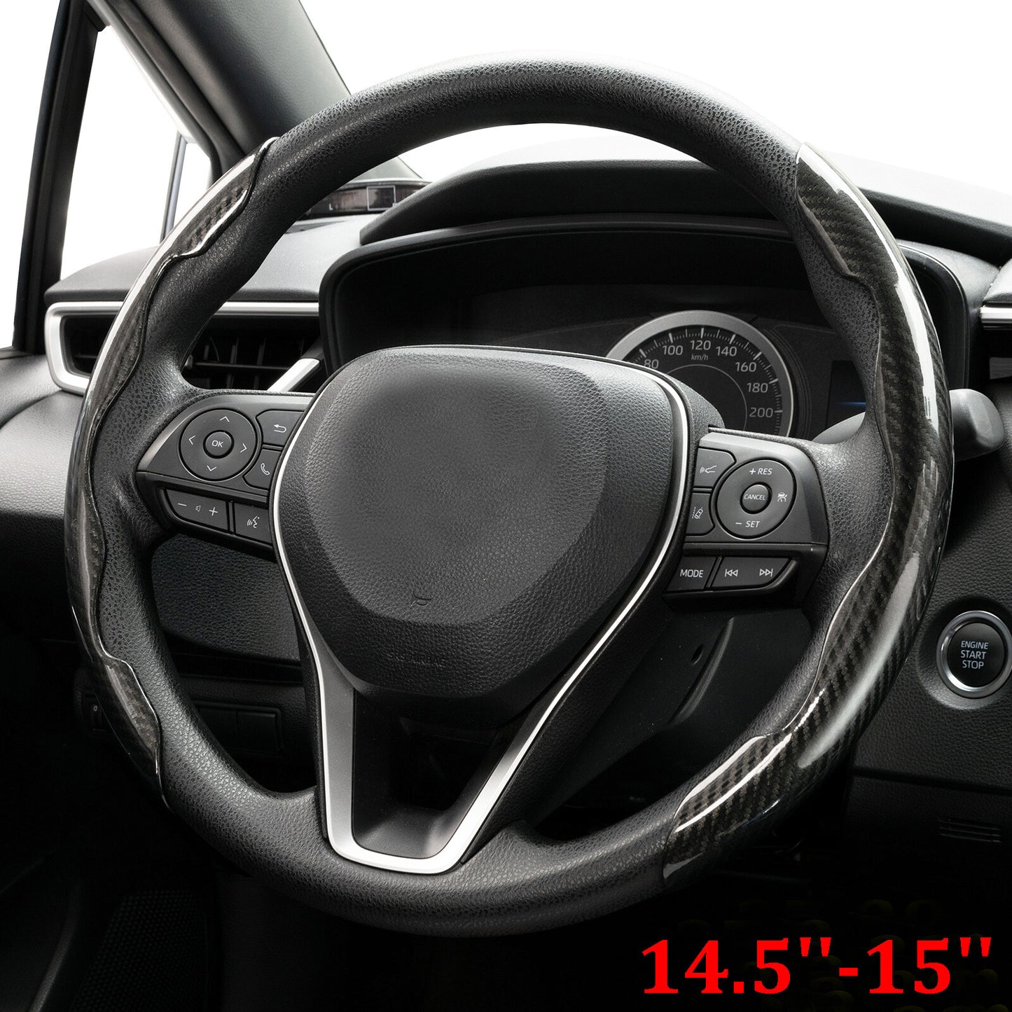 15'' Car Steering Wheel Booster Carbon Fiber Black Non-Slip Cover Accessories