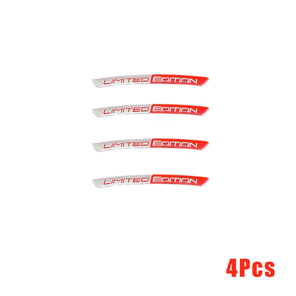 4Pcs Red Limited Edition Logo Car Wheel Hub Stickers Emblem Badge Accessories
