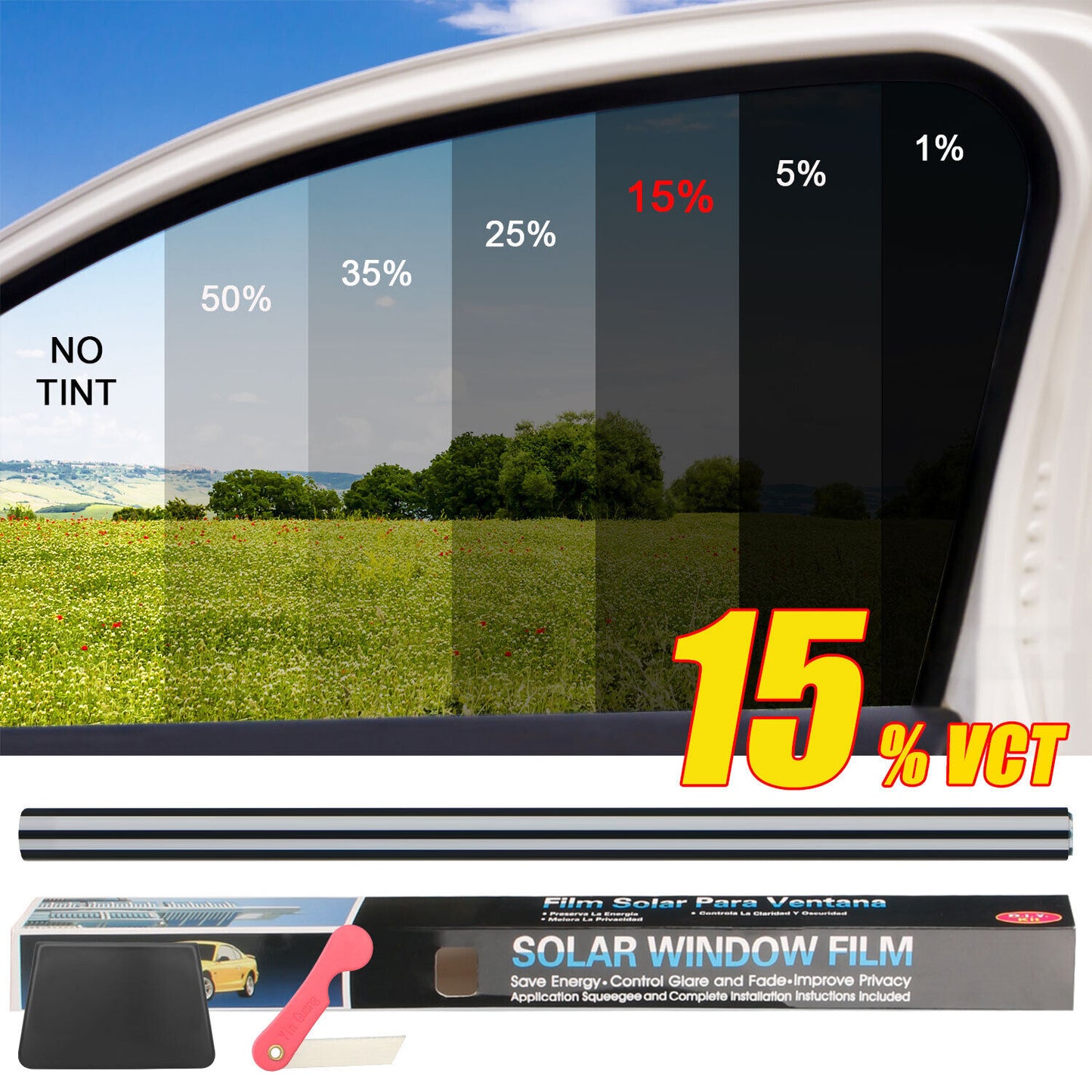 20" X 10FT/20FT Car Window Tint Film Roll - 5-50% VLT for Car, Home & Office USA