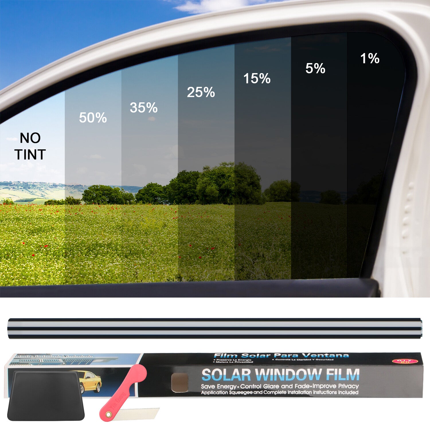 20" X 10FT/20FT Car Window Tint Film Roll - 5-50% VLT for Car, Home & Office USA