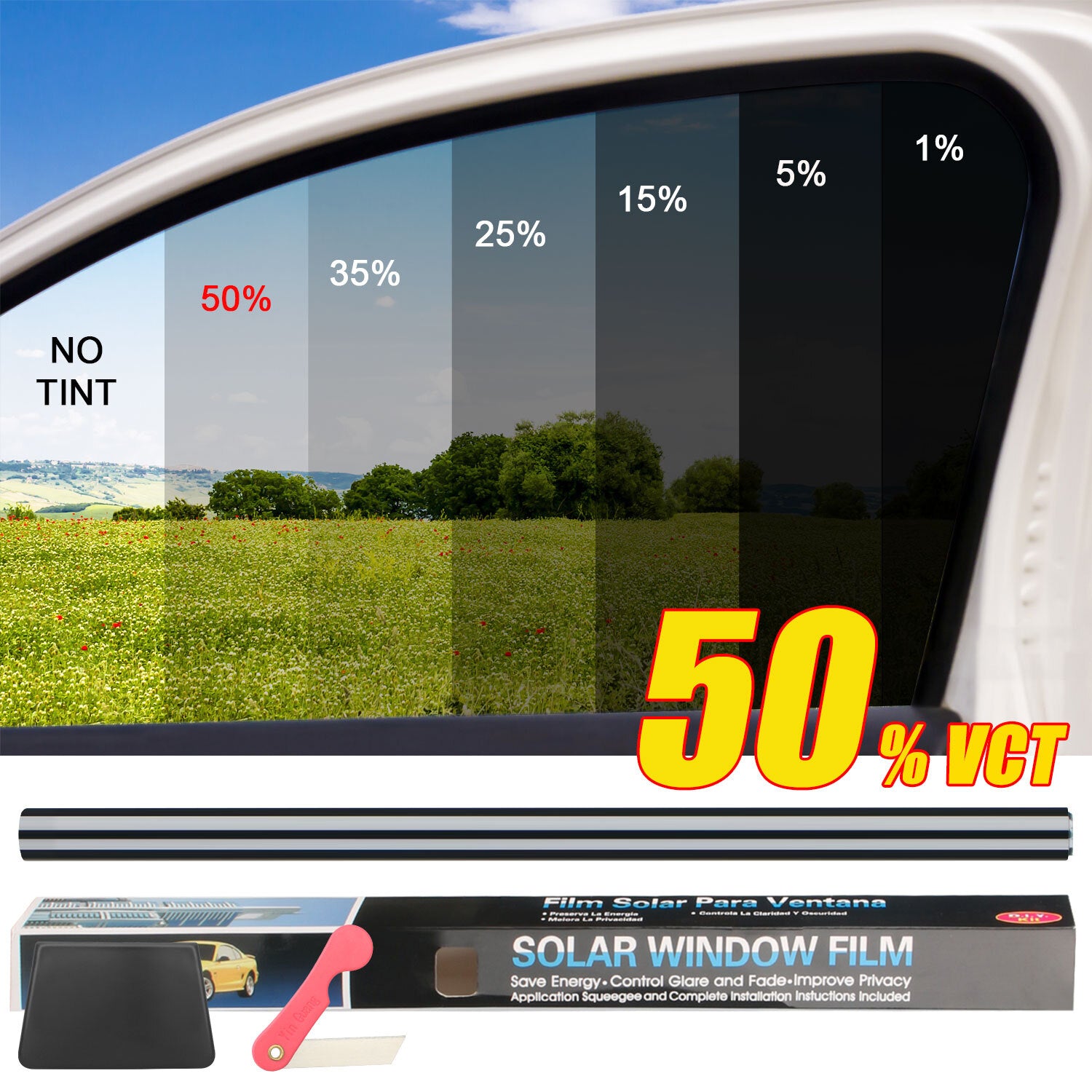 20" X 10FT/20FT Car Window Tint Film Roll - 5-50% VLT for Car, Home & Office USA