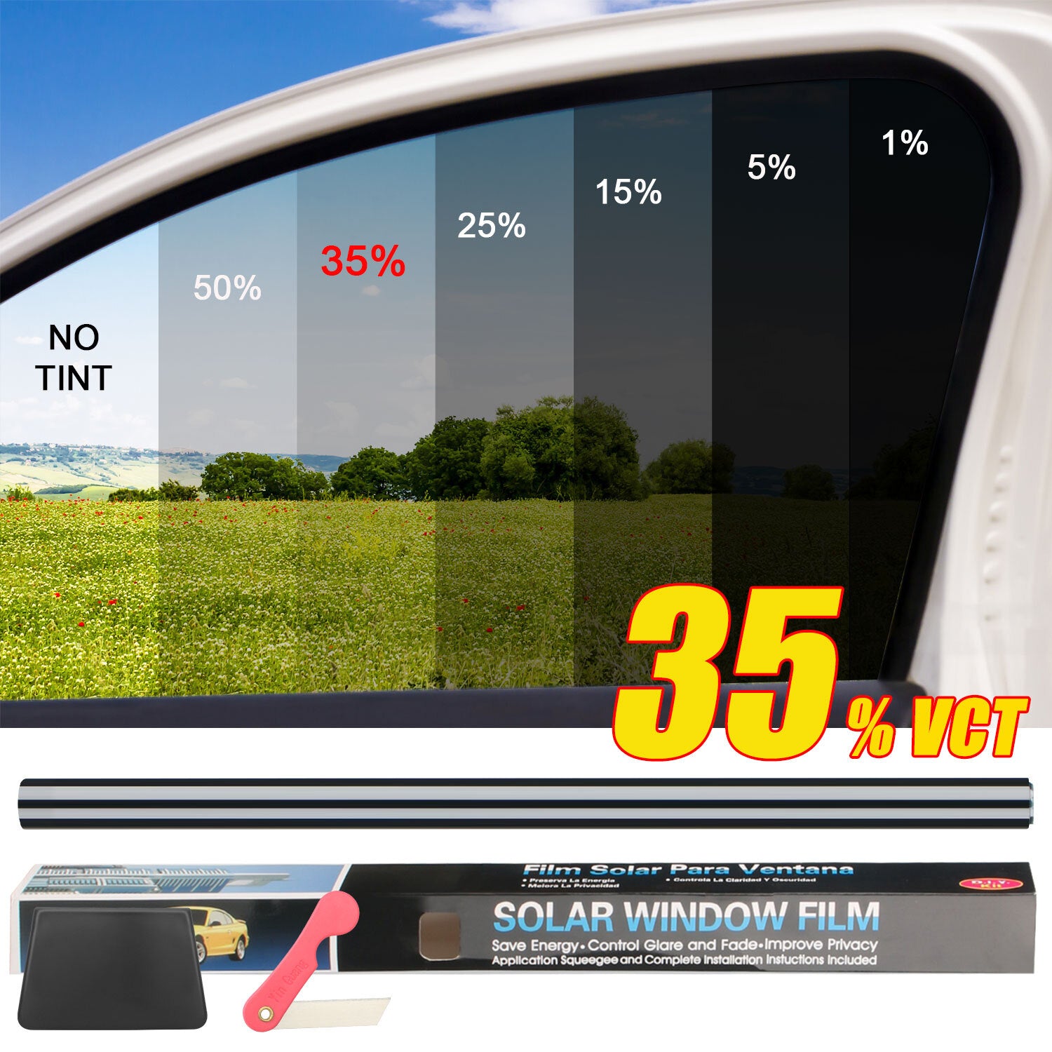 20" X 10FT/20FT Car Window Tint Film Roll - 5-50% VLT for Car, Home & Office USA